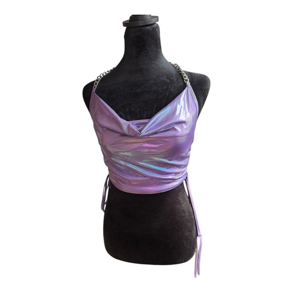 SHEIN holographic/metallic‎ purple chain  top size small - Picture 5 of 6